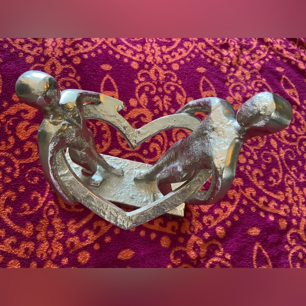 Heavy, Love Dancers Silver Metal, Art Sculpture, Man & Woman, Lasting Decoration